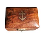 Nautical Vintage Wooden Box With Brass Inlay Anchor Design Men s Accessory Box