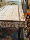 Vintage Pennsylvania Dutch Folk Art Linen Tablecloth 43x75 Amish Couple  read