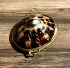 Vintage Ocean Aquatic Sea Shell Oyster Hinged Trinket Jewelry Box Cute Pearl