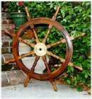 Big Steering Antique Teak Brass Nautical Pirate Ship s Brown Wooden Wheel