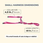 Pink Small Cat Leash And Harness Set  Adjustable 4 5 Inch Collar  48 Inch Leash 