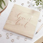 Guest Book - Wooden - Rose Gold Wooden Wedding