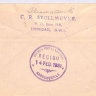 Trinidad   Tobago Air Mail 1s 1d Cover 1931 Pan-am First Flight Colombia Yx155