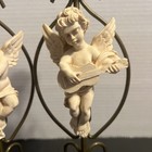 Candlestick Holders Angel Cherub Musician 11    Metal Stand Wings Resin Vintage