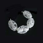 4 Handmade Lampwork Silver Dichroic Foil White Clear Scrolls Barrel Oval Beads