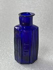 61047 Old Vintage Antique Glass Poison Bottle Blue Hexagonal  1 2 Oz Rare L i 