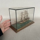 Antique Ship Model In Glass Case 