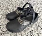 Crocs Mercy Work Clog Black Leopard Trim Slip Resistant Nurse Women s Size 7