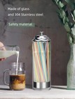 Straw Holder Dispenser 100 Pcs Straws Includ - Clear Glass Drinking Straw Contai