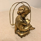 Vintage Cherub Scribe Brass Letter Holder Hollywood Regency Desk Decor