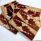      Set Of 6 Vintage Handwoven Tapa Cloth Style Placemats Polynesian Decor