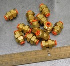 Smc Brass Push To Connect Tube Fitting Bulkhead Union 1 4  Id Tubing Lot Of  12 