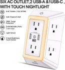Powrui Multi Plug 6 Outlet Surge Protector Extender With 3 Usb Ports  1 Usb C  A