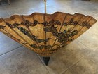 Vintage Hand Painted Japanese Chinese Bamboo Rice Paper Wood Umbrella Parasol