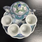 Vintage Porcelain Miniature Children   s Tea Set Lotus Flower Design For 4