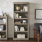 71 Inch Tall Wood 5 Shelf Bookcase Adjustable Farmhouse Bookshelf Display Unit