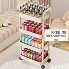 Rolling Storage Trolley Cart W  Handle Multi Tier Kitchen Bathroom Rack