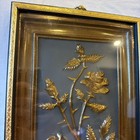 Vintage Mid-century Modern 3d Goldfloral Shadow Box Wall Art Flowers Set Of 2