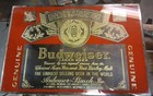Stunning Vintage 1970   s Budweiser Beer  Glass Gold Gilded Mirror  Bar Sign 24x16