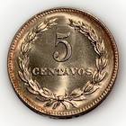      1977 El Salvador 5 Centavos  - Rainbow Toned - Gem Bu - C00388