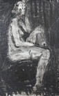 Vintage Genuine Gouache Painting Female Portrait Nude