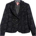 Bandolino Black Floral Blazer Jacket Coat Brocade Jacquard Short Women   s Size 8