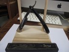 Fox Cutlery  Hemmingson Bros  Etched Straight Razor Fox Trademark W box  Exc Cnd