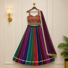 Multicolor Garba Lehenga Choli Gamthi Mirror Work Blouse Gota Patti Navratri