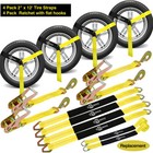 4x Sets Axle Straps Car Hauler Trailer Auto Tie Down Ratchet Tire Tow Straps Kit