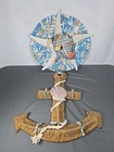 Nautical Wall Decor Set Rope Anchor   Starfish Plaque Seashells Beach House Art