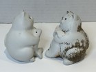 Vintage Fat White And Brown Cats Holding A Fish Salt And Pepper Shakers Set Chip