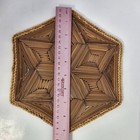 Vintage Bamboo Wood Hexagon Trivet Star Wicker Wall Decor Mid Century Boho