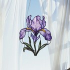 Acrylic Purple Iris Flower Suncatcher Window Hanging Stained Glass Style Floral