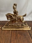 Pair Of Antique English Brass Mantle Display Door Stops Cavalry Officers