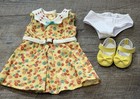 American Girl Doll Kit Yellow Floral Print Dress Dress   Yellow Shoes