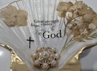 Handmade Decoupage Large Scallop Shell Magnet  Religious Scripture  Dried Flower