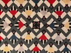 Vintage Folk Art Hooked Rug Black Americana Quilt Pattern 36 5    X 31    Signed