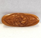 Vintage Butterscotch Bakelite Brooch Carved Floral Flower