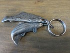 Vintage  Pewter Fish Fisherman Trout Key Ring Fob