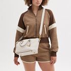 Nwt Authentic Coach Cara Polish Pebble Leather Satchel Shoulder Chalk gold Ce741