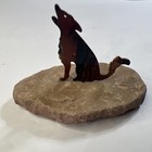 Cut Metal Coyote Sculpture On Stone Base  Metal Art Figurine
