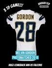 Melvin Gordon Game Worn Used Signed San Diego Chargers Nfl  Jersey Wisconsin       