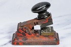 Unusual Antique Metal Cast Iron Desk Embosser Clamp Paperweight Industrial