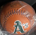 1996 Oakland A s Charles Finley Orange Commemorative Baseball 76 Gas Ball Nip