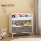 Kids Bookshelf With 3 Fabric Bins Modern Children s Bookcase With Storage