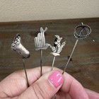 Set Of 9 Vintage Sterling Silver Cocktail Picks   Forks Cactus Rug Lasso Donkey