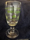 Set Of 2 Clear Glass Irish Coffee Footed Glasses Green Shamrock Vintage 6in