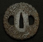 A2072 Japanese Sword Guide Tsuba For Katana Iron Signed          From Japan