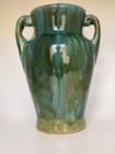 Vintage Peacock Glaze Art Pottery Vase  Double Handled Urn Form Onyx Ware
