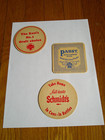 3 Vintage Beer Coasters Schmidt s Schaefer Pabst Blue Ribbon Collectibles